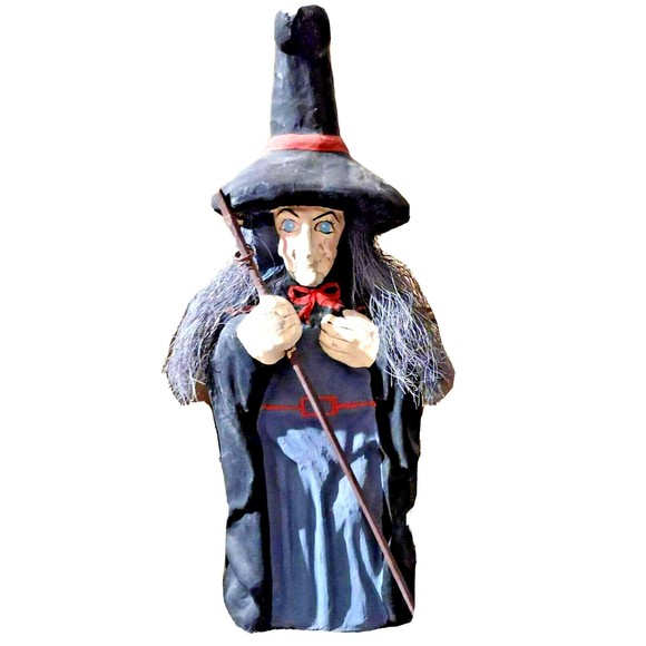 Vintage 26" Tall Paper Mache Halloween Witch Hat Decor - Picture 2 of 8